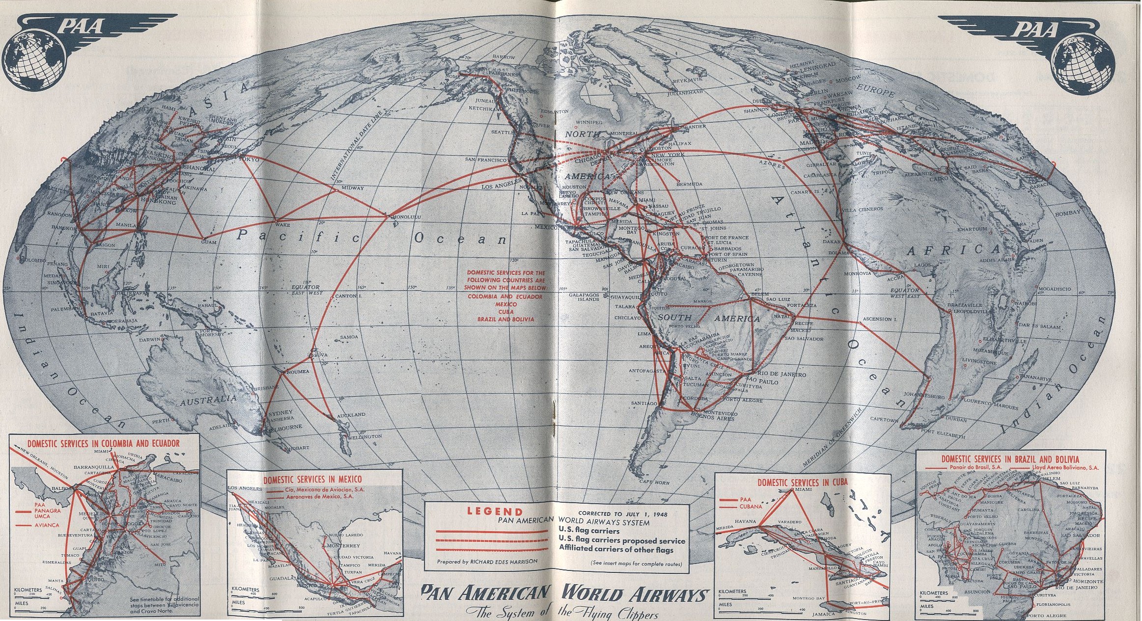 Pan Am Clipper Route Map Pan Am History 1940S